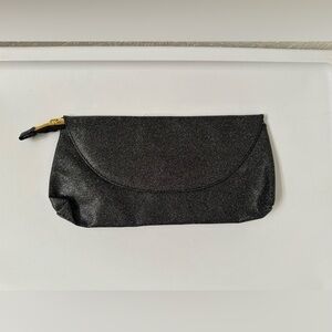 Black Glitter Clutch Evening Bag‎ Gold Interior Party Prom Sparkly